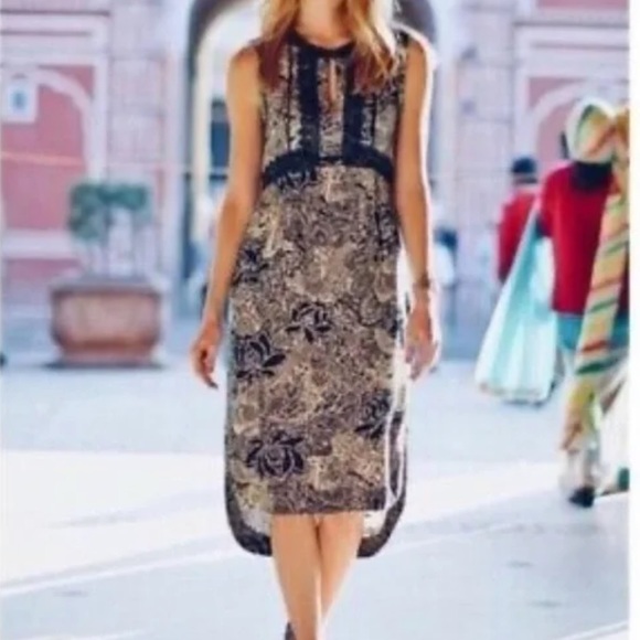 Anthropologie Dresses & Skirts - Anthropologie Holding Horses Boho Suraja Midi Cream Black Dress Size 10